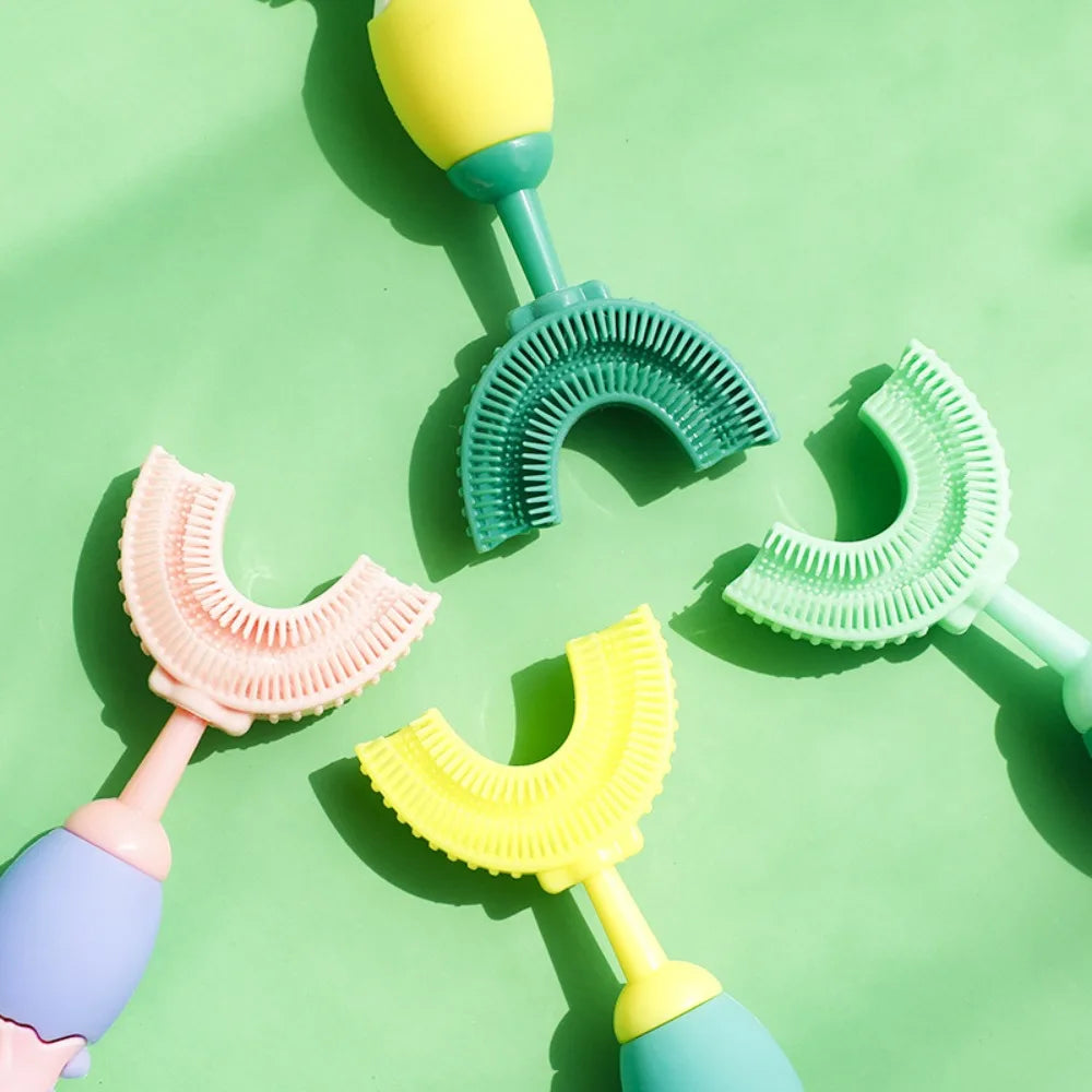 Funny 360 Degrees Kids Cartoon Toothbrush U Shape Waterproof Baby Toothbrush Silicon Children's Teethbrushes Kids