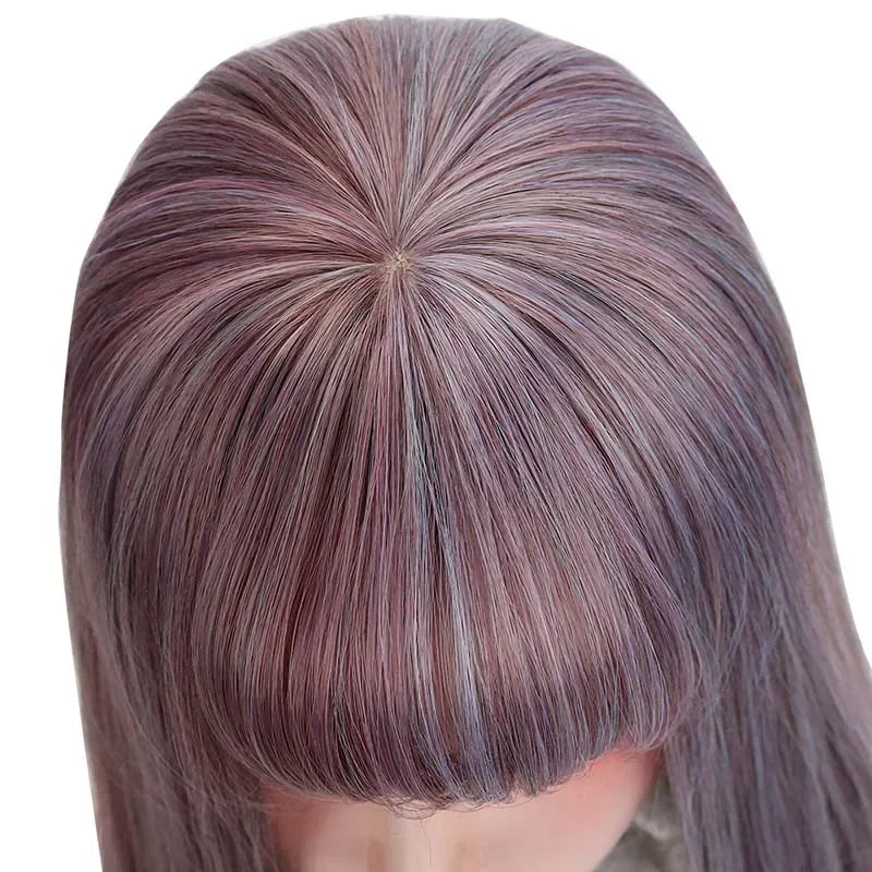 28''Synthetic Long Wavy Lolita Wigs With Bangs Purple Blue Ombre Custom Party Cosplay Wigs For Black/White Women Heat Resistant