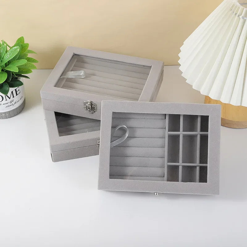 Jewelry Storage Box Earring Ring Necklace Organizers Storage Transparent Jewlery Holder Display Box for Jewelry  Classification