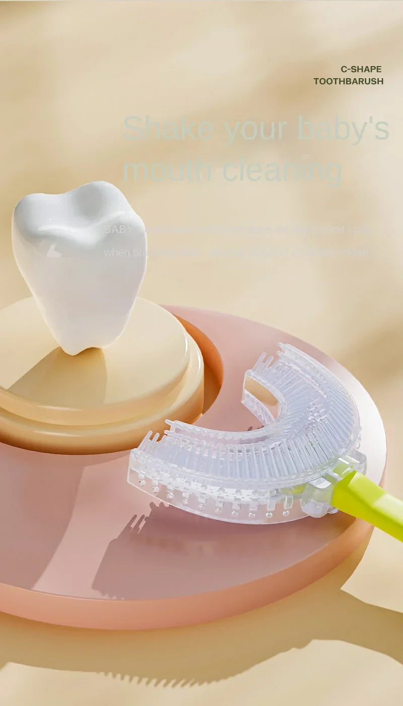 Kids Cartoon Baby Toothbrush Children 360 Degree U Shaped Teeth Brush Oral Care Cleaning Brush Silicone Toothbrush for 2-12Y