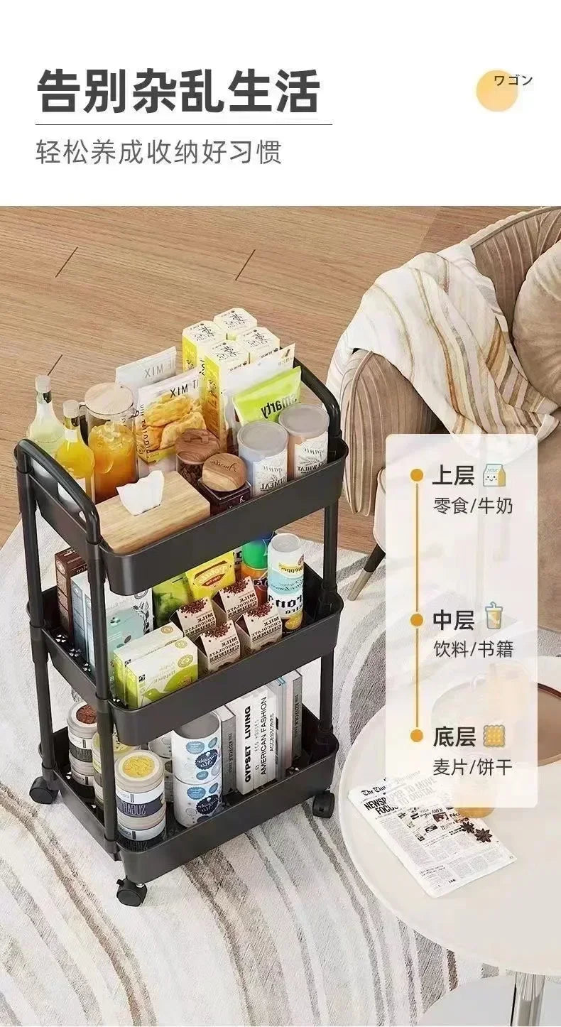 Household Multi-layer Small Cart Storage Rack Floor To Floor Kitchen Bedroom Bathroom Storage Rack Storage Rack With Wheels