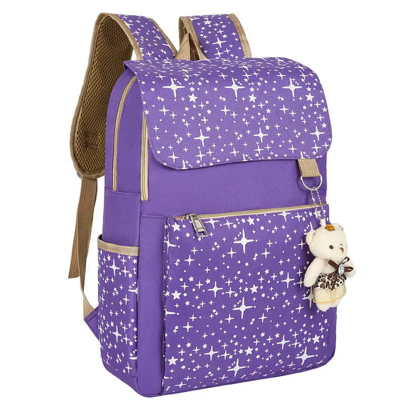 Student Backpack Three Piece Canvas Schoolbag Academic Style High Capacity Backpack for Boys and Girls Junior School Backpack