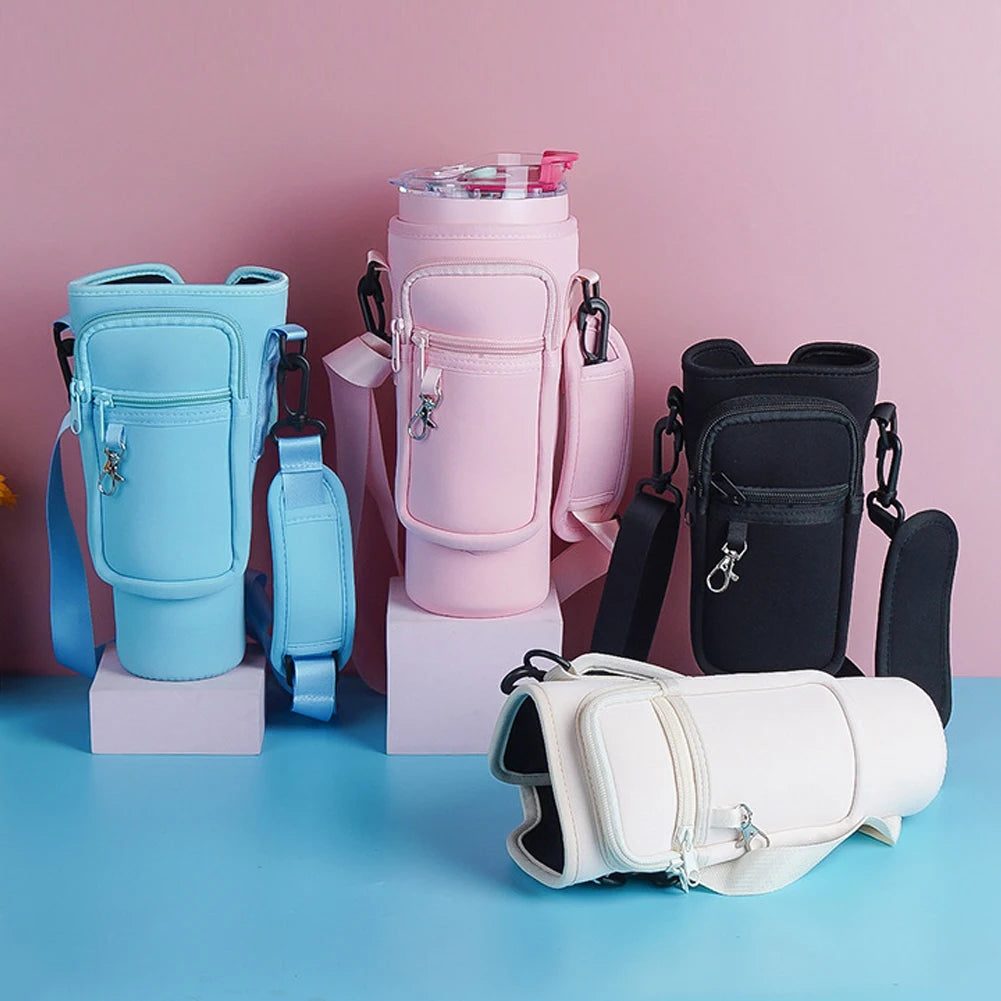 40oz Water Bottle Cover Bag Pouch With Adjustable Straps Neoprene Water Pouch Holder Bottle Carrier Bag For Stanley Quencher Cup