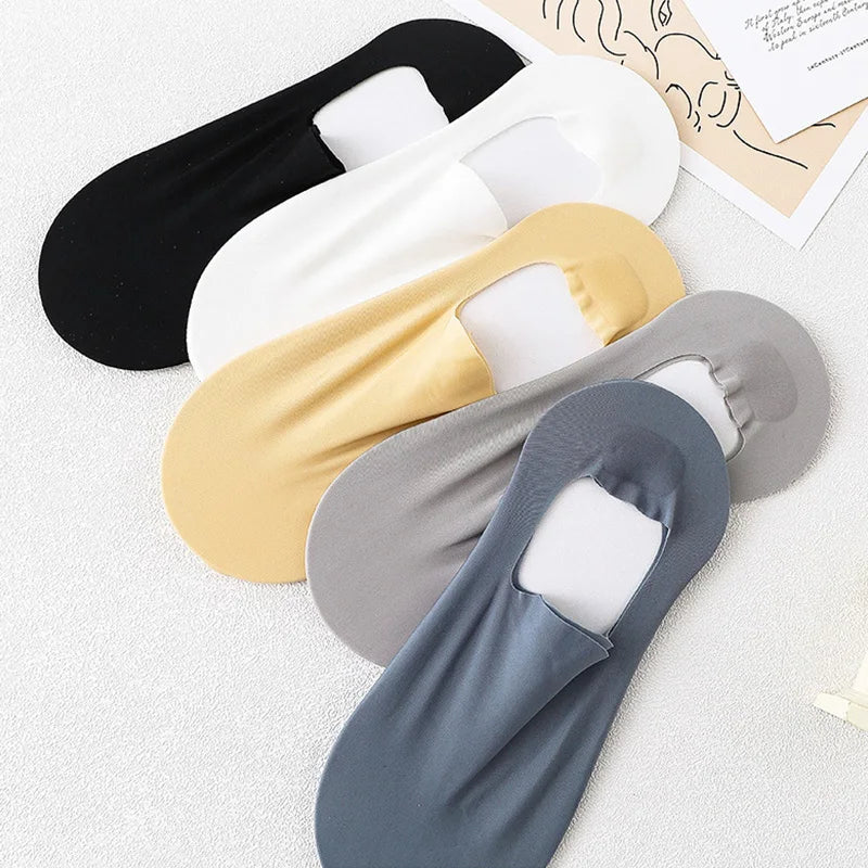 2024 New Summer Invisible Socks For Male Nylon Ice Silk Non-slip Socks No Trace Casual Breathable Sokken Classic Men's Socks