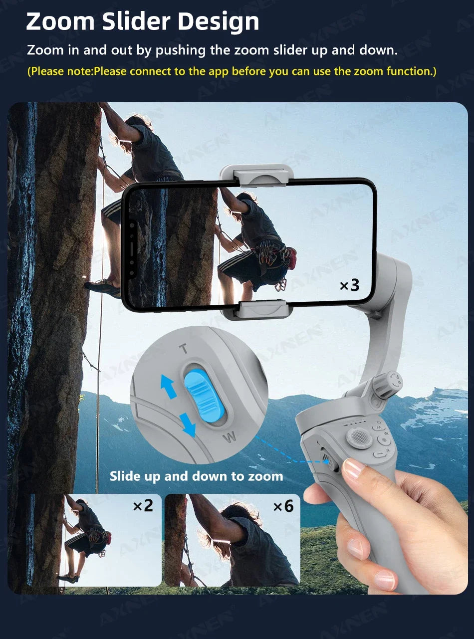 Handheld 3-Axis Smartphone Gimbal Stabilizer with Anti-Shake, Built-in Fill Light, Ideal for iPhone Android Vlogging and Tiktok