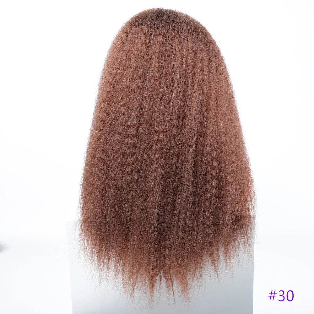 Long Puffy Kinky Curly Synthetic Wigs for Women Black Brown Color Synthetic Curly Hair Wigs Afro Kinky Curly Synthetic Hair Wigs