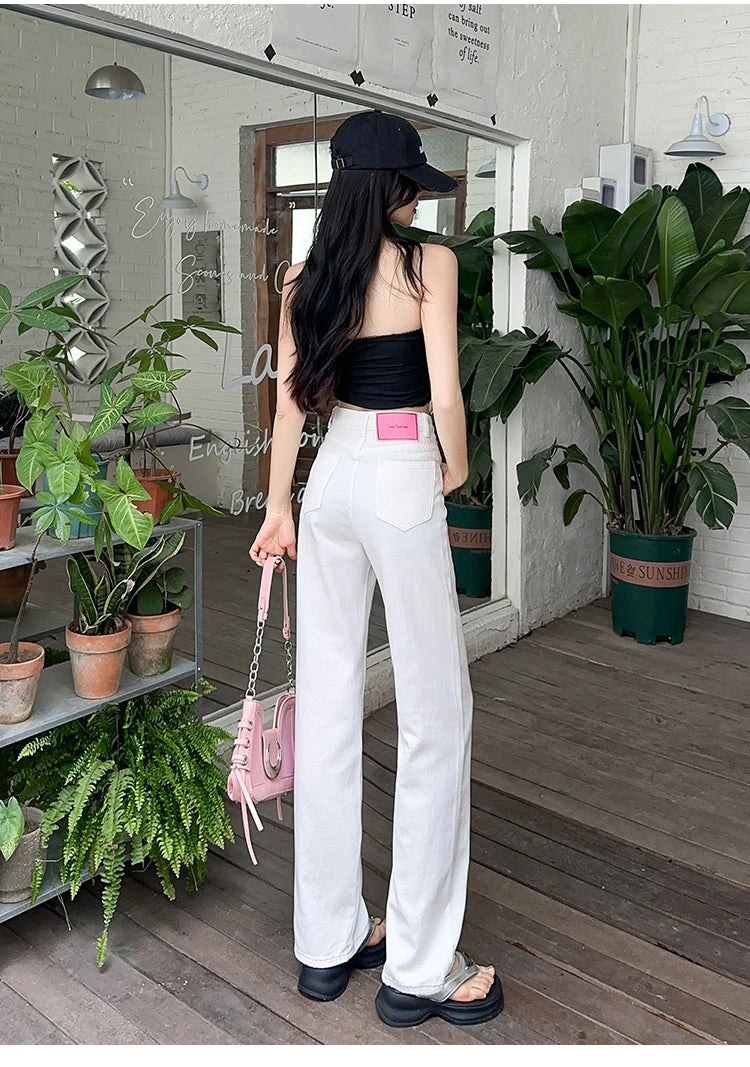 Women's Denim Pants White Brand High Quality Wide Leg Straight Brand High Quality Daily Classic Female Jeans Dropship New