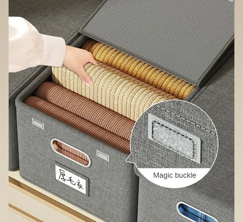 Cation Folding Conjoined Lid Organiser Large Capacity Flip Lid Organiser Household Clothes Organiser Wardrobe Storage Boxes