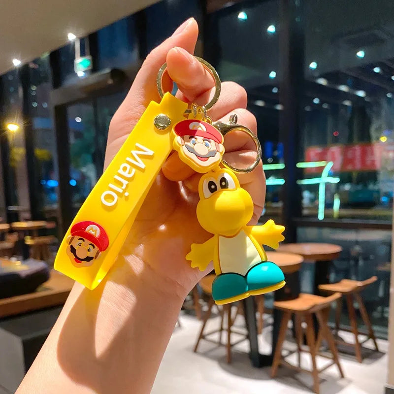 Super Mario Bros Game Stitch Disney Keychain wonder Action Figure Toy PVC Silicone Pendant Car Cartoon Bag Pendant Jewelry Gifts