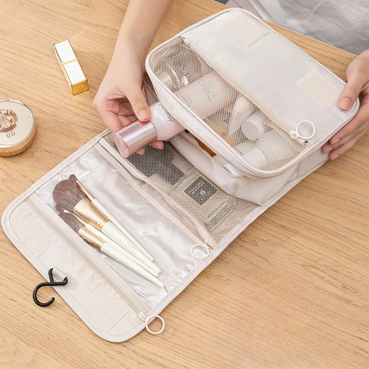 Portable Travel Toiletry Bag, Waterproof Hanging Storage Bag, Mesh Pockets Hook Cosmetic Bag, Travel Accessories,Makeup Bags