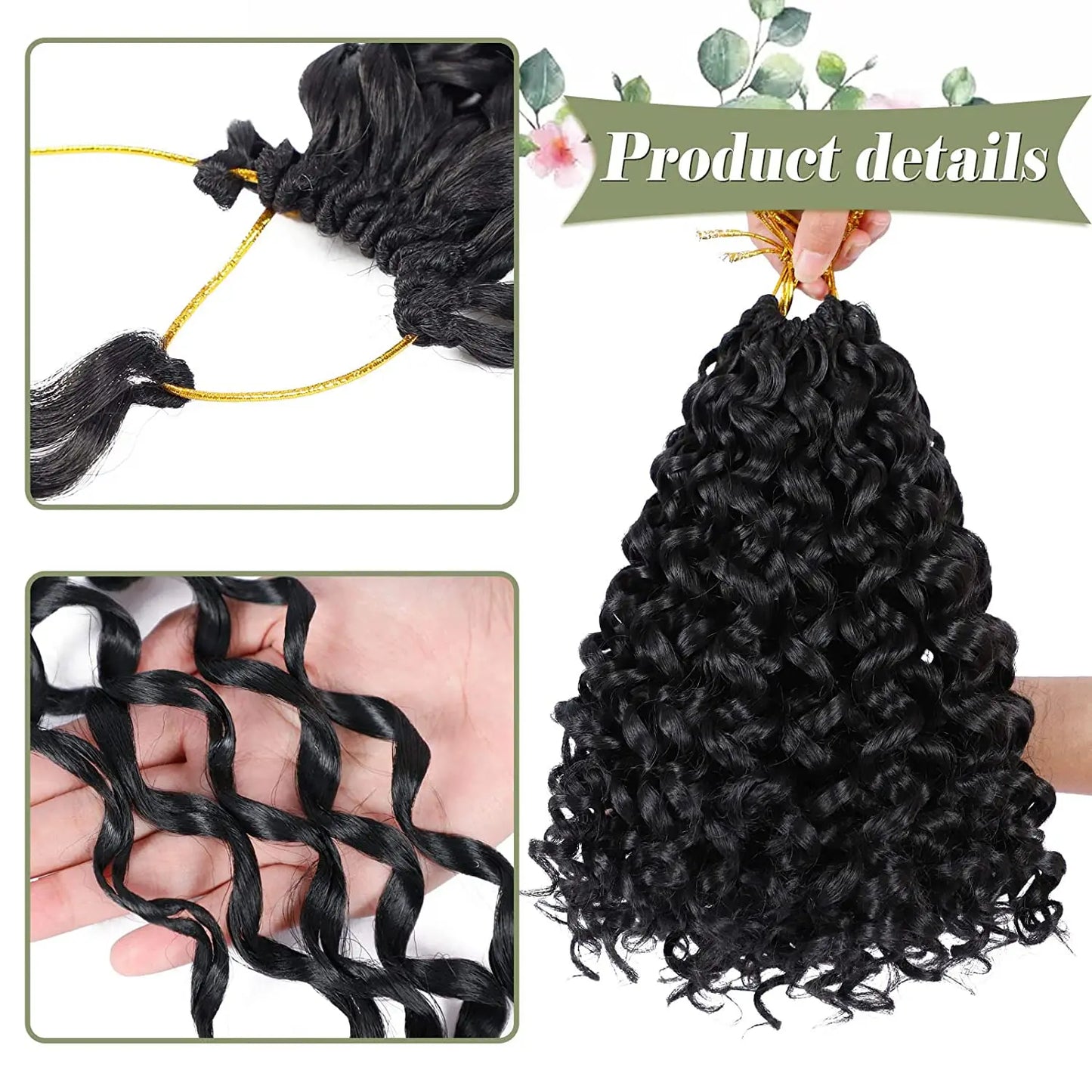 GoGo Curl Crochet Braids for Water Wave Crochet Hair for Black Women,12in Natural Black Deep Synthetic Braiding hair Extensions