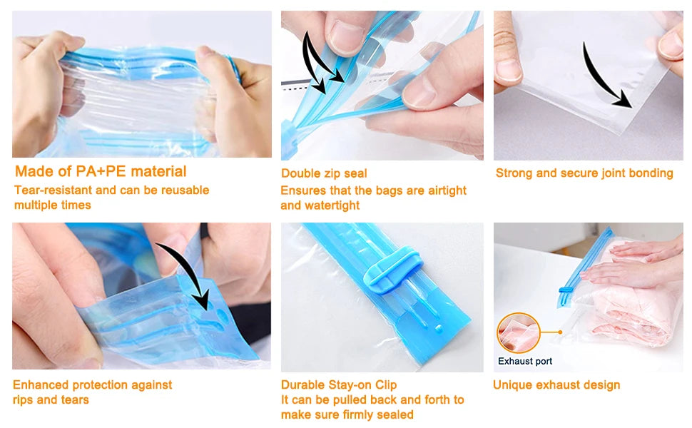 Travel Compression Bags, Roll Up Travel Space Saver Bags for Luggage, Cruise Ship Essentials Cothes