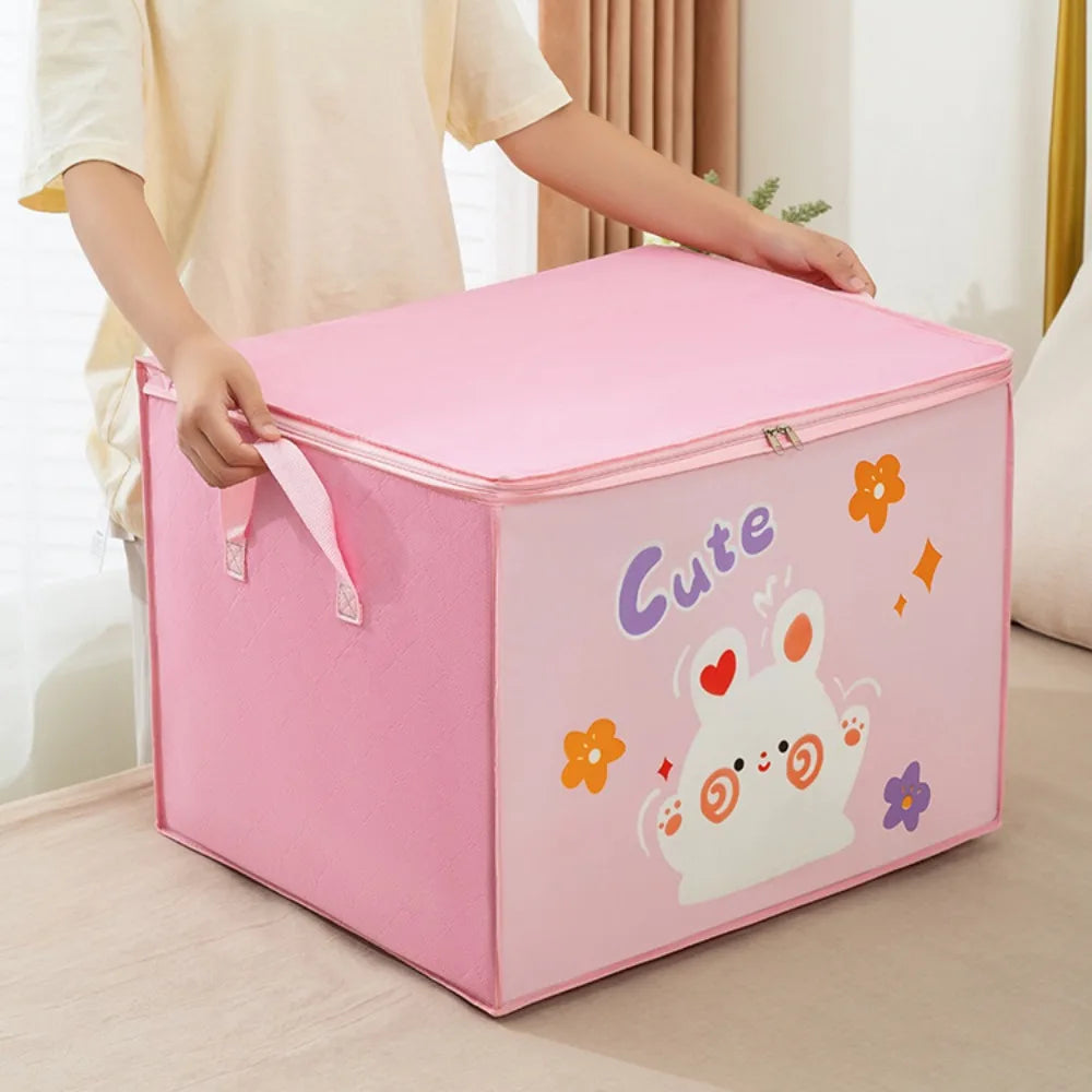 Cartoon Bear Storage Bag Zipper Large Capacity Clothes Quilt Storage Bag Moisture-Proof And Mildew Proof Moving And Sorting Bag