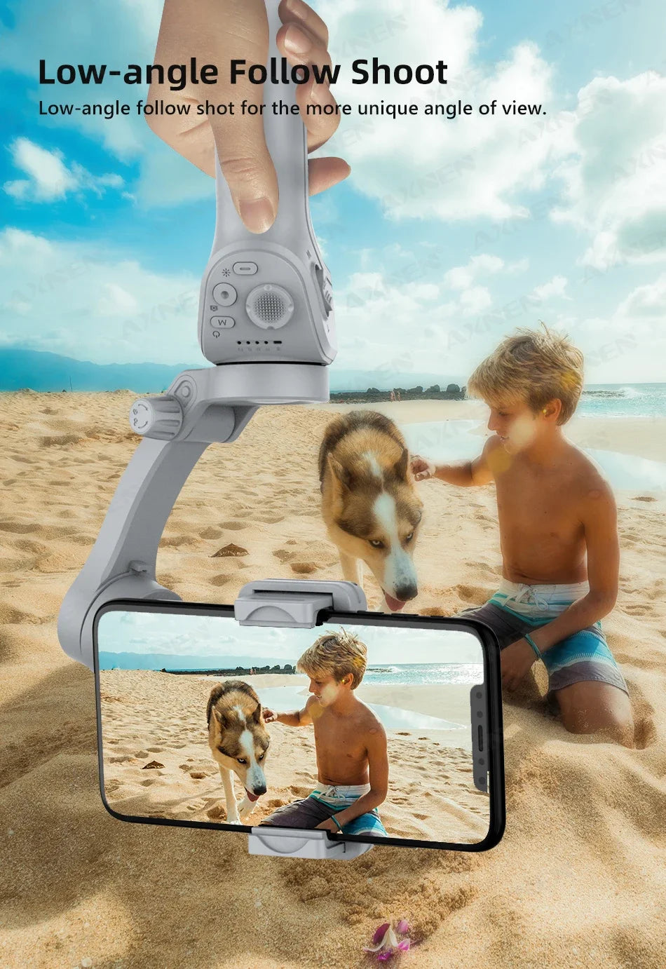 Handheld 3-Axis Smartphone Gimbal Stabilizer with Anti-Shake, Built-in Fill Light, Ideal for iPhone Android Vlogging and Tiktok