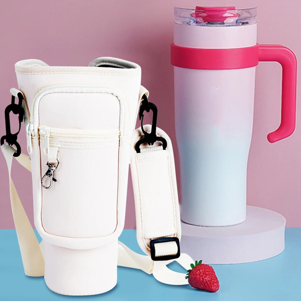 40oz Water Bottle Cover Bag Pouch With Adjustable Straps Neoprene Water Pouch Holder Bottle Carrier Bag For Stanley Quencher Cup