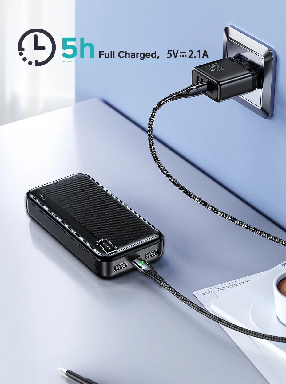 QOOVI 20000mAh Power Bank External Large Battery Capacity Portable Charger PowerBank Fast Charging For iPhone 15 Xiaomi Samsung
