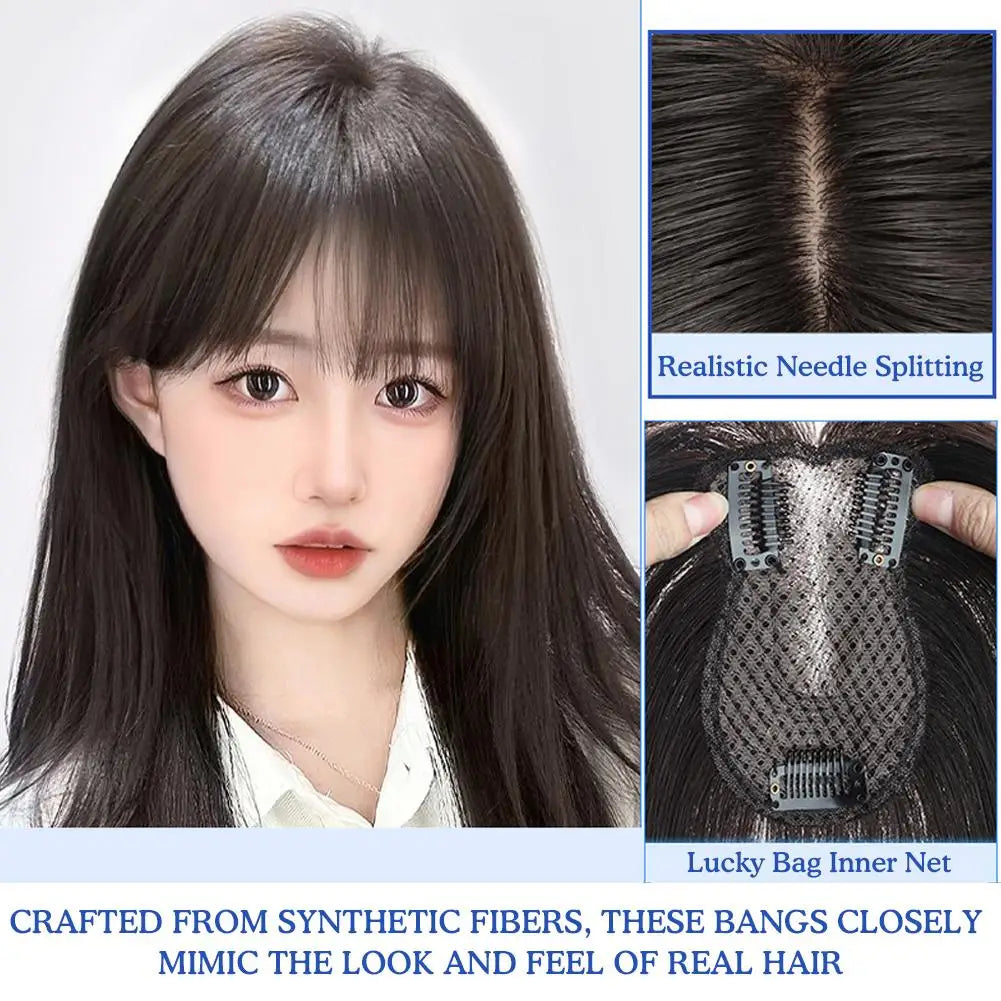 French Style Fake Bangs Natural 3D Air Figure Eight Front Wig Patchwork Air Bangs Wig Female