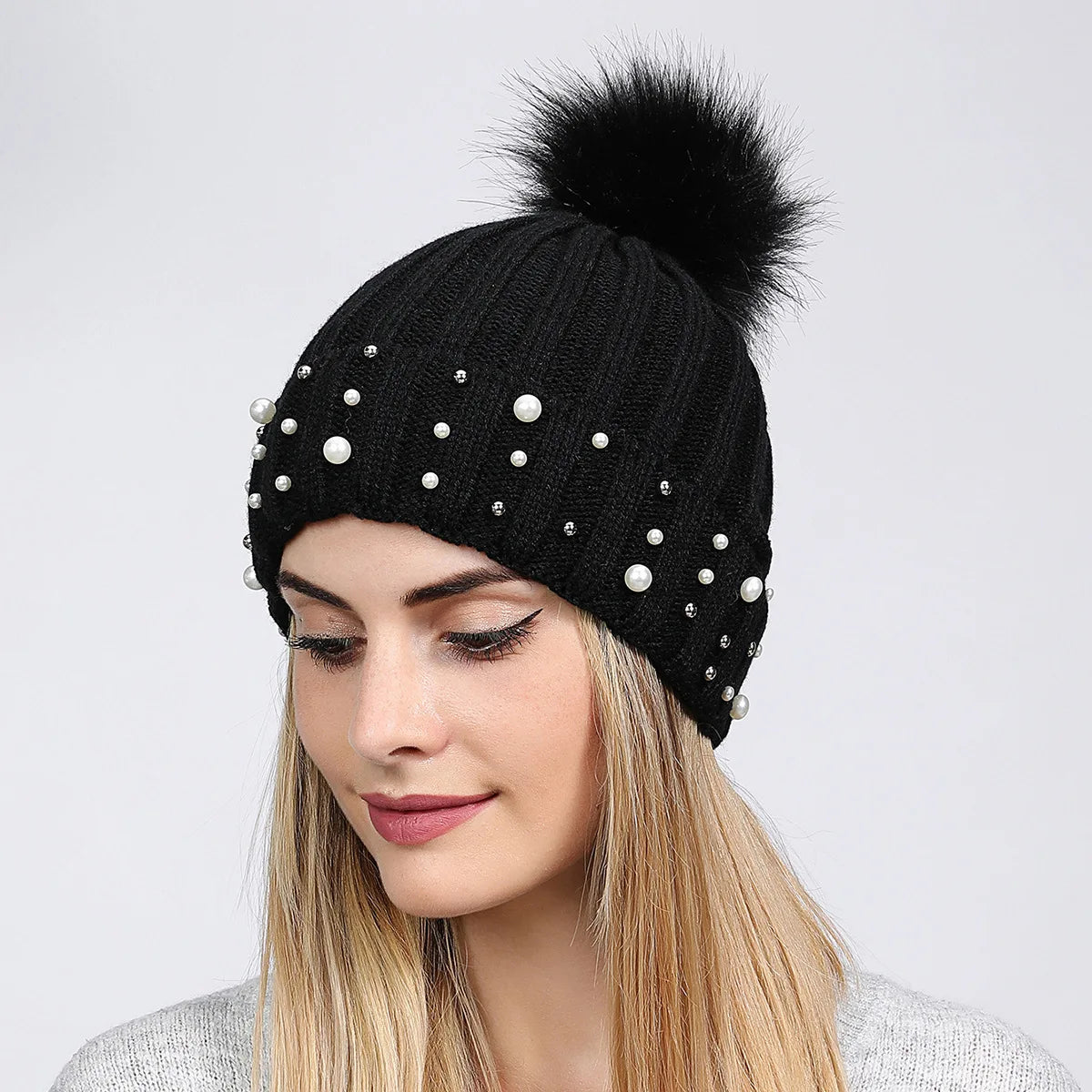 Women's Outdoor Cold Warm Knitted Cap Autumn and Winter Cap Outdoor Riding Warm Cap Ski Cap Double Layer Breathable Wool Cap