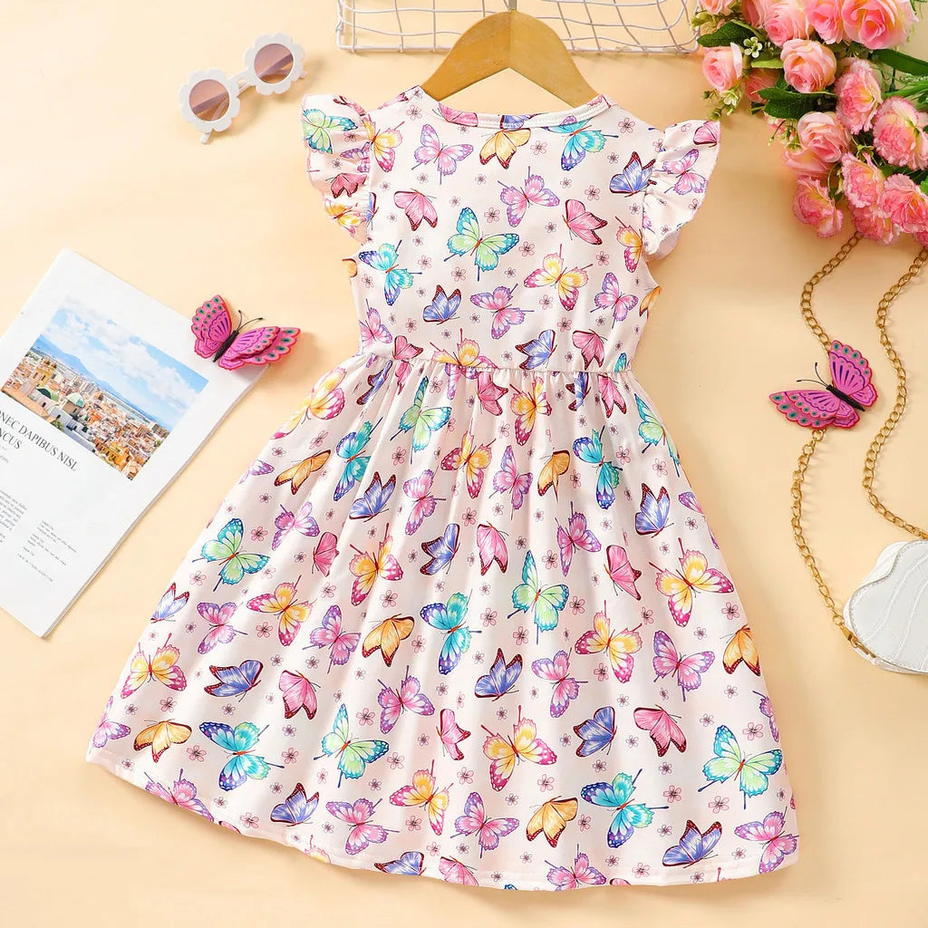 Graphic Dress Kids Girl Clothes Sleeveless 3 4 5 6 7 Y Summer Fashion Casual Super Cute Graphic Children Birthday Party Clothing