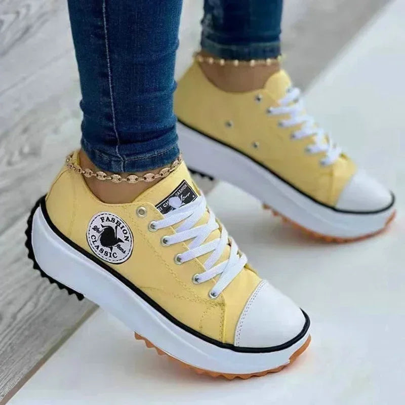 2023 New Ladies Sneakers Comfortable Breathable Canvas Shoes Fashion Lace Up Flat Ladies Casual Shoes Brand Shoes for Women