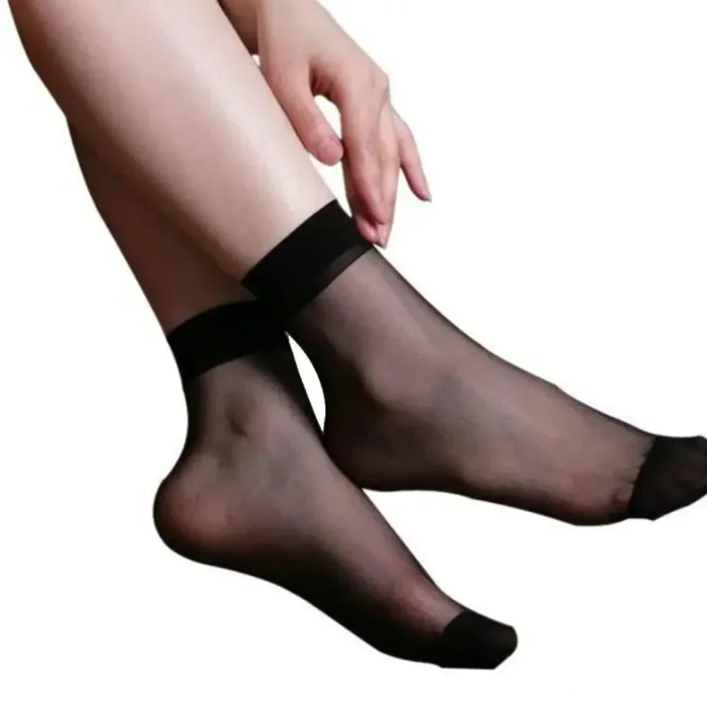 Summer Socks Skin Color Transparent Ultrathin Women Crystal Silk Socks Nylon Ladies Female Summer Short Ankle Sock Meias