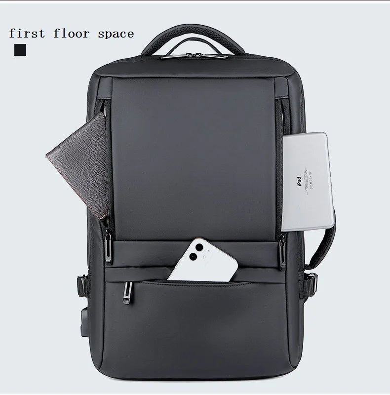 Men's Business Waterproof Multi-Function Backpack USB Charging 17 "Laptop Bag Can Be Extended Large Capacity Travel Backpack New