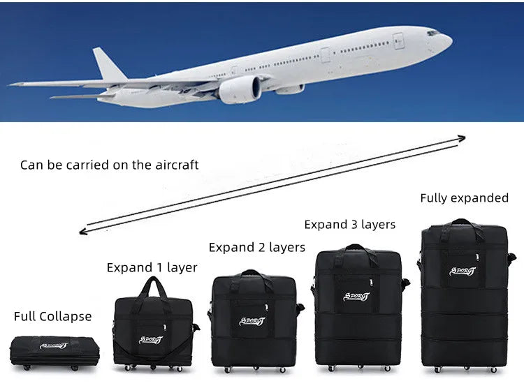 Foldable Luggage Bag  Airline Checked Bag Oxford Large Capacity Travel Universal Wheel Moving Storage Bag Rolling Packing Cubes