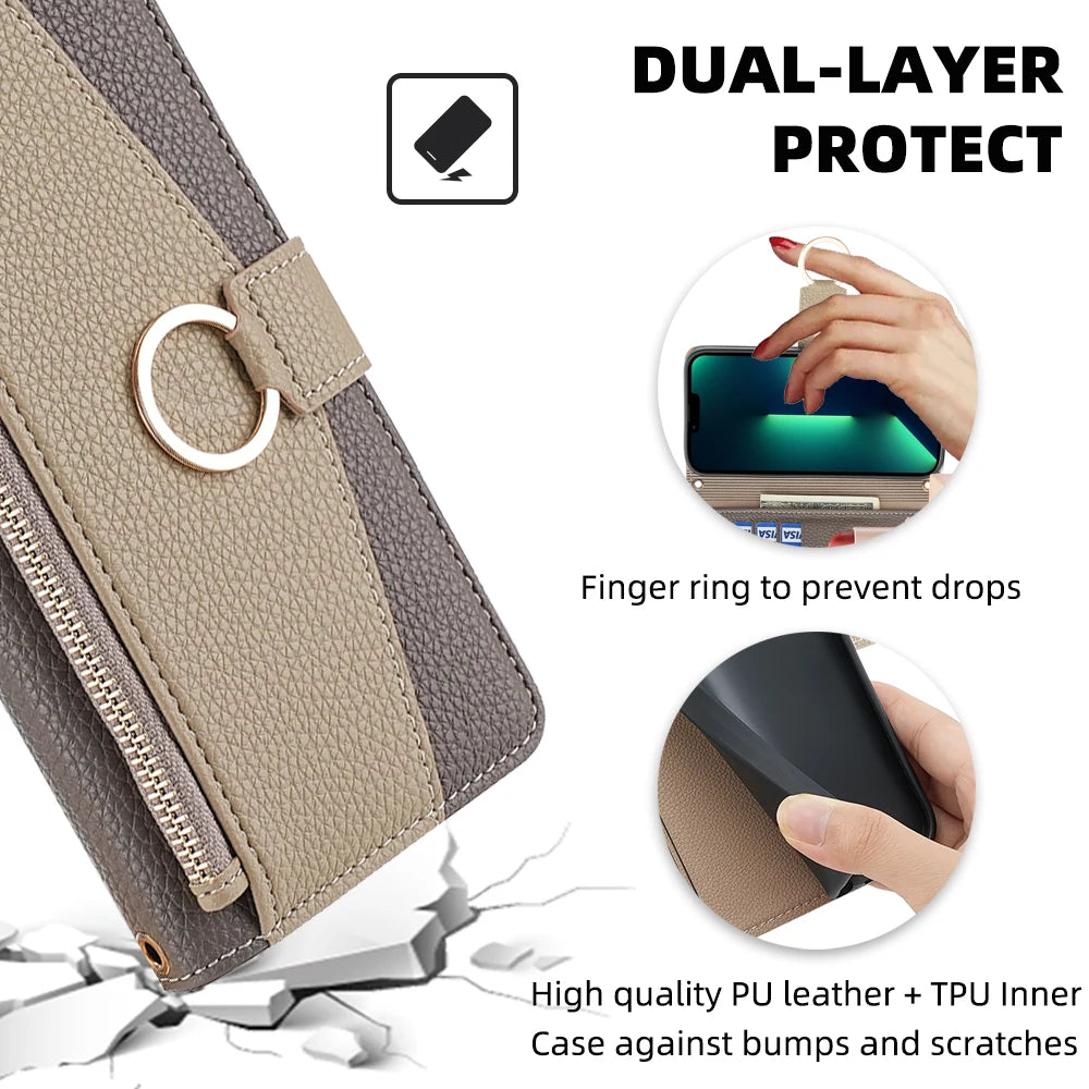 New Fashionable Multi-color Patchwork Flip Leather Phone Case with Lanyard Nokia C12 Pro X10-X20 G21-G11 G10-G20 C20 1.4