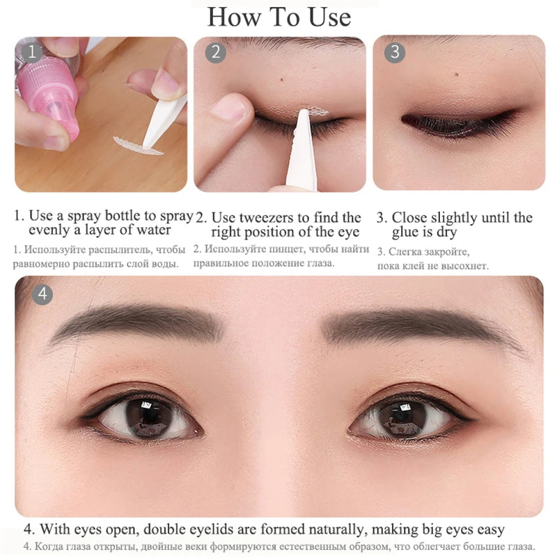 Lace Mesh Olive-shaped Eyelid Paste-shaped Invisible Double Fold Eyelid Shadow Tape Sticker Beauty Makeup Eyelid Tool 180-480Pcs