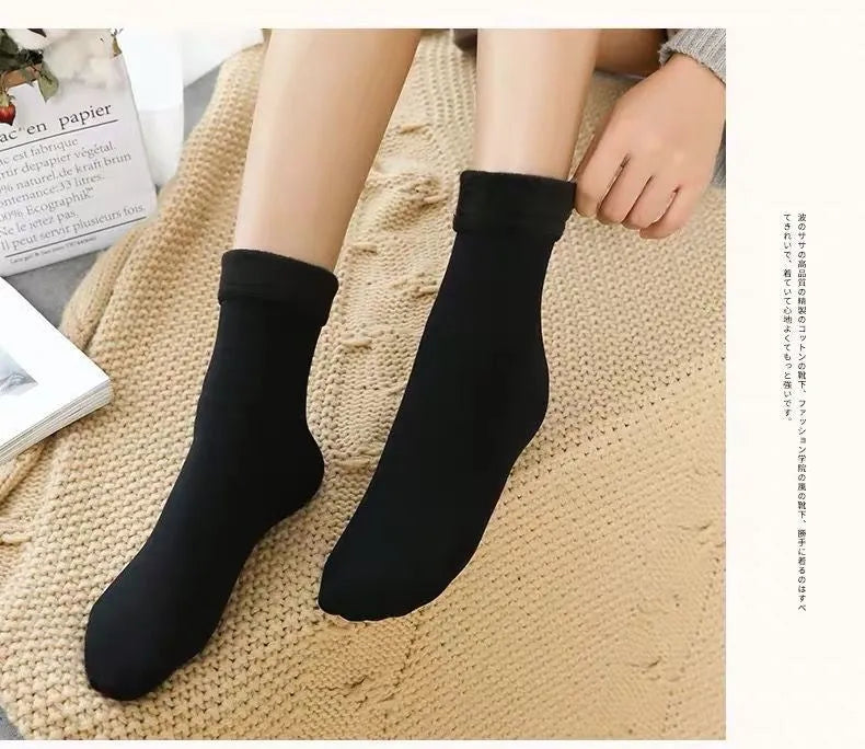 Women's Winter Thick Insulation Short Cashmere Socks Nylon Snow Velvet Boot Solid Color High-quality Women's Floor Socks