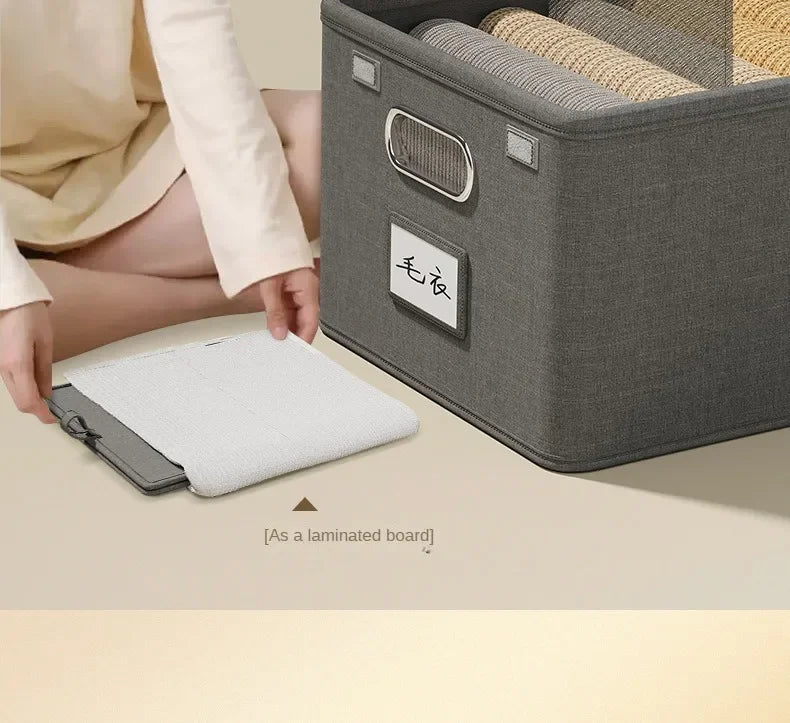 Cation Folding Conjoined Lid Organiser Large Capacity Flip Lid Organiser Household Clothes Organiser Wardrobe Storage Boxes