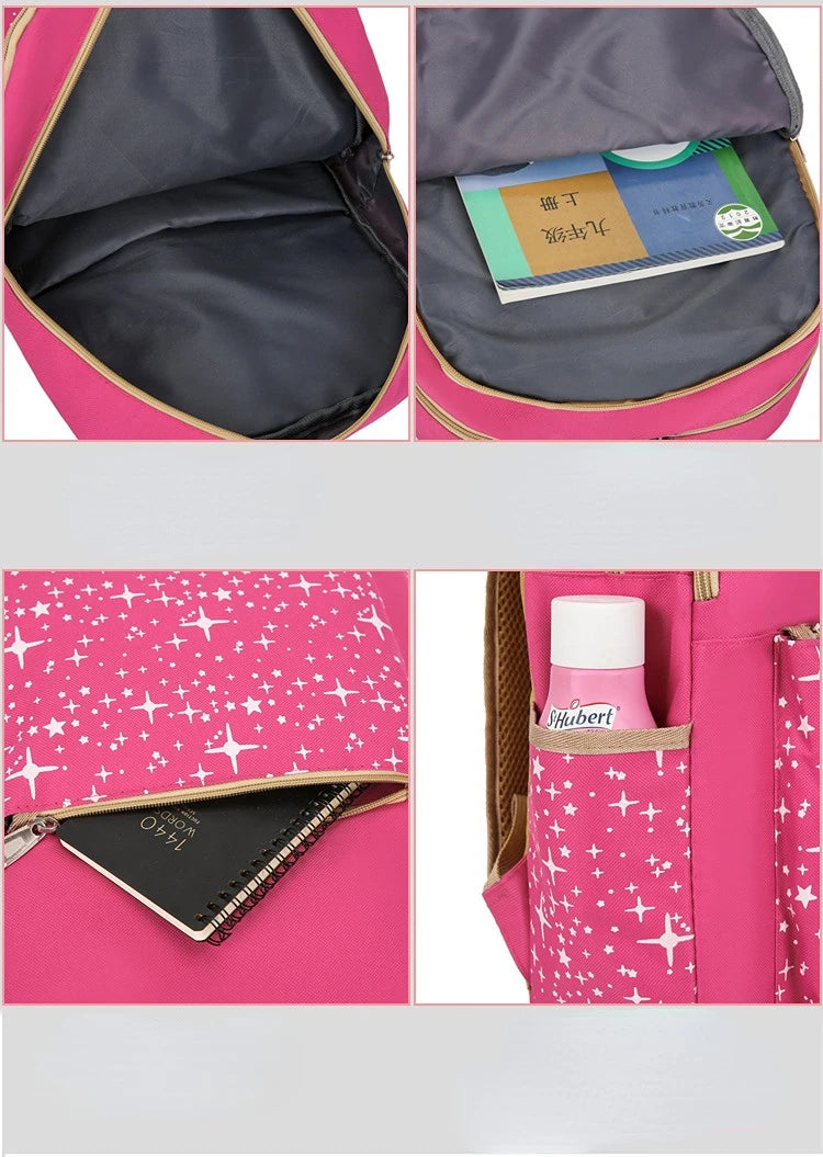 Student Backpack Three Piece Canvas Schoolbag Academic Style High Capacity Backpack for Boys and Girls Junior School Backpack