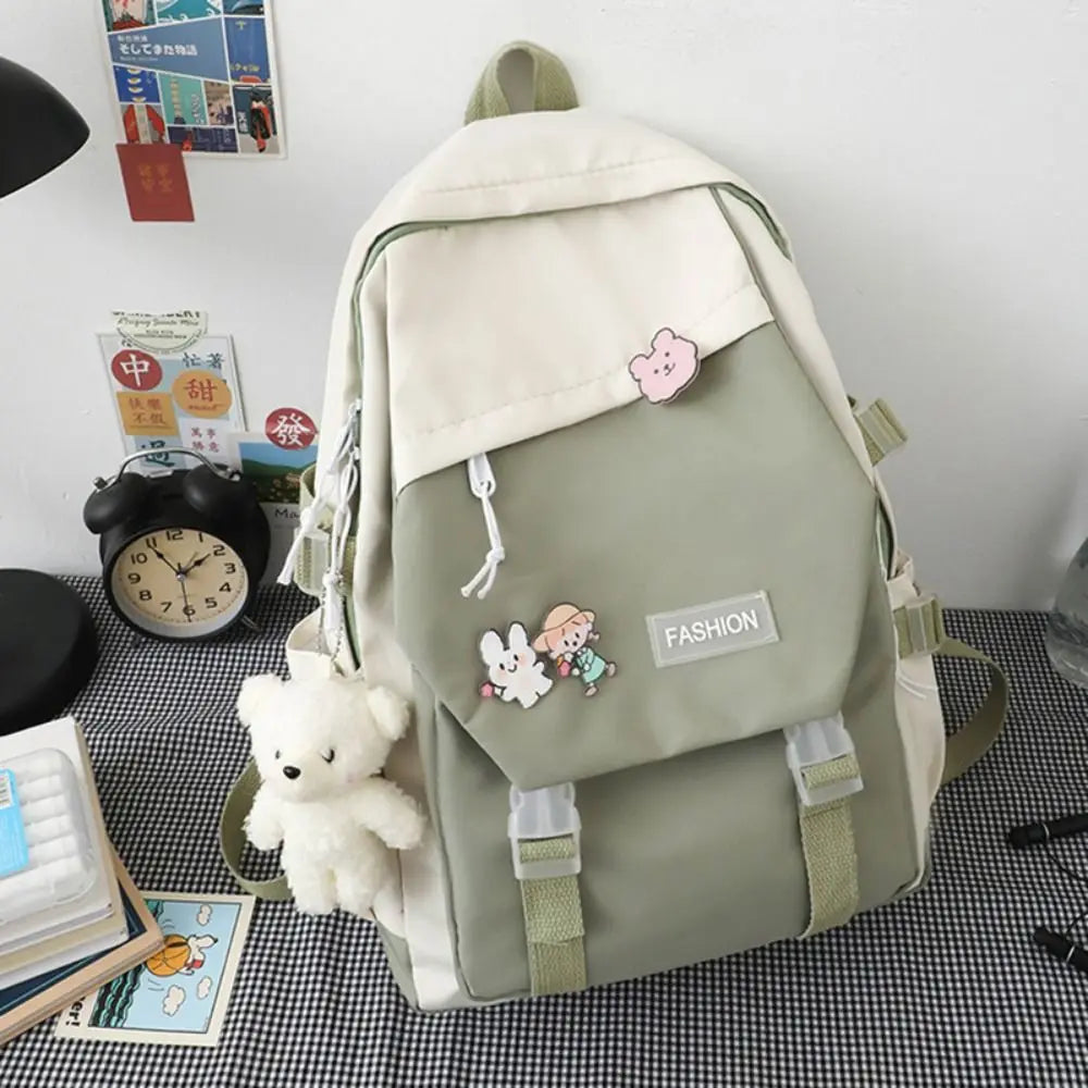 Nylon Book Bag Large Capacity Teenage College Backpack Fashion School Bag Cute Girls Boys Travel Backbag College Bag Waterproof