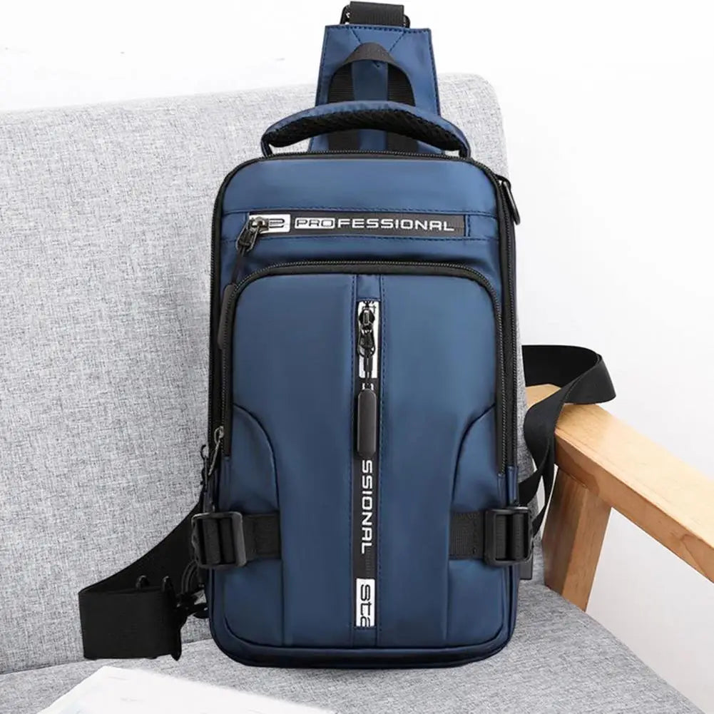 Chest Bag With USB Charging Port Outdoor Cross Bag Men Handbag Sling Shoulder Bag Waterproof Travel Men Chest Bag Sports Pack