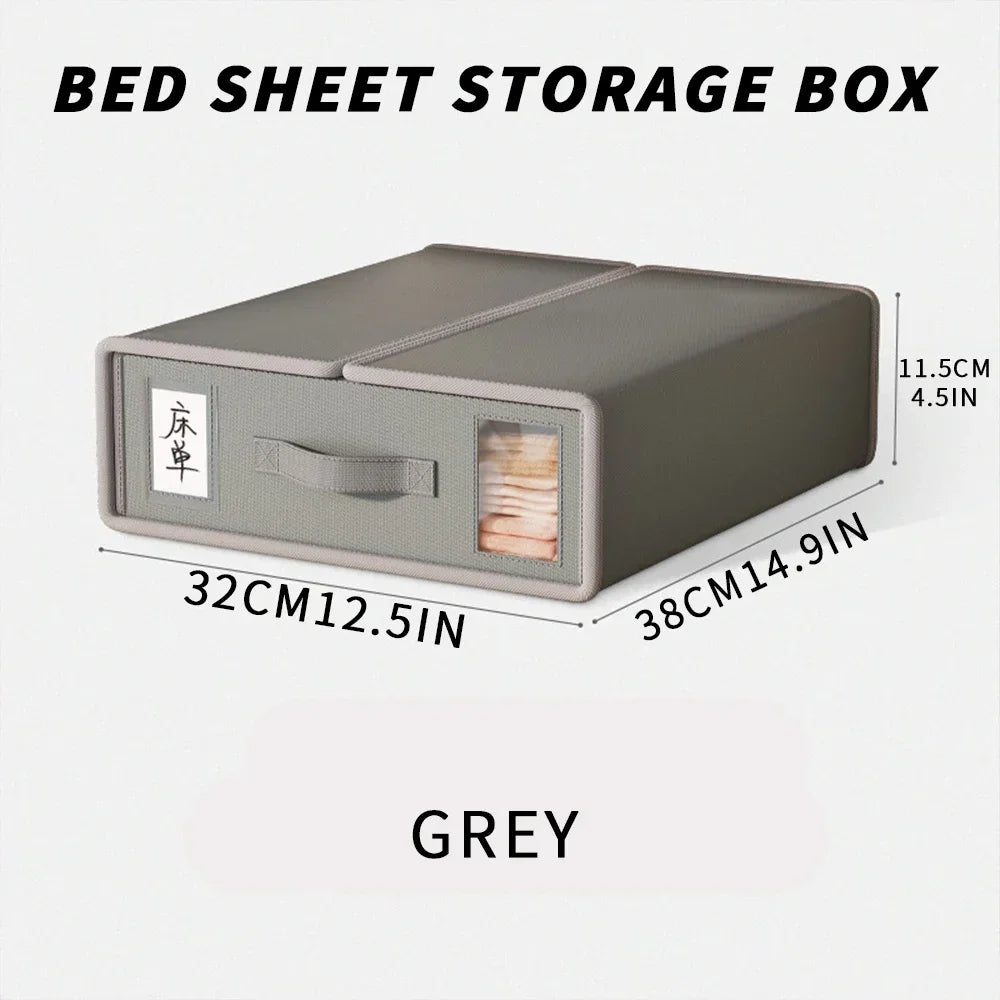 Creative Bed Sheet Storage Box Clothing Fabric Sheet 4-piece Organizer Wardrobe Blanket Quilt Cover Non-woven Storage Box