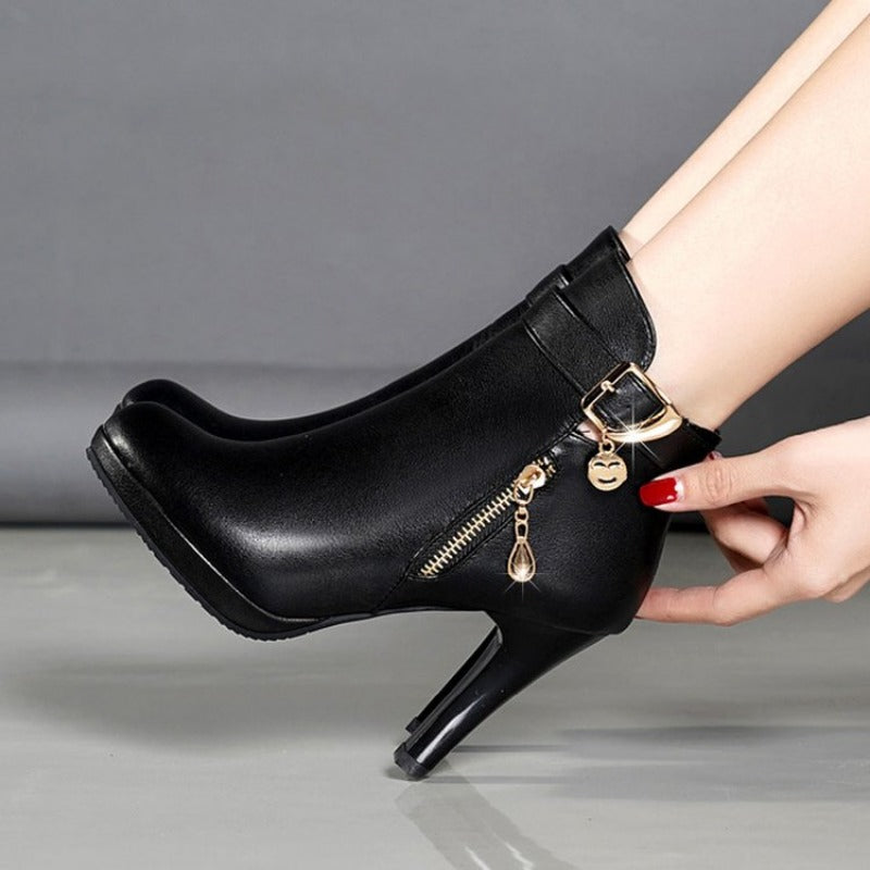 2023 New Fashion Women's Boots Autumn and Winter Ankle Boots Women's Round Toe Thin Heel Zipper Casual Women's Shoes