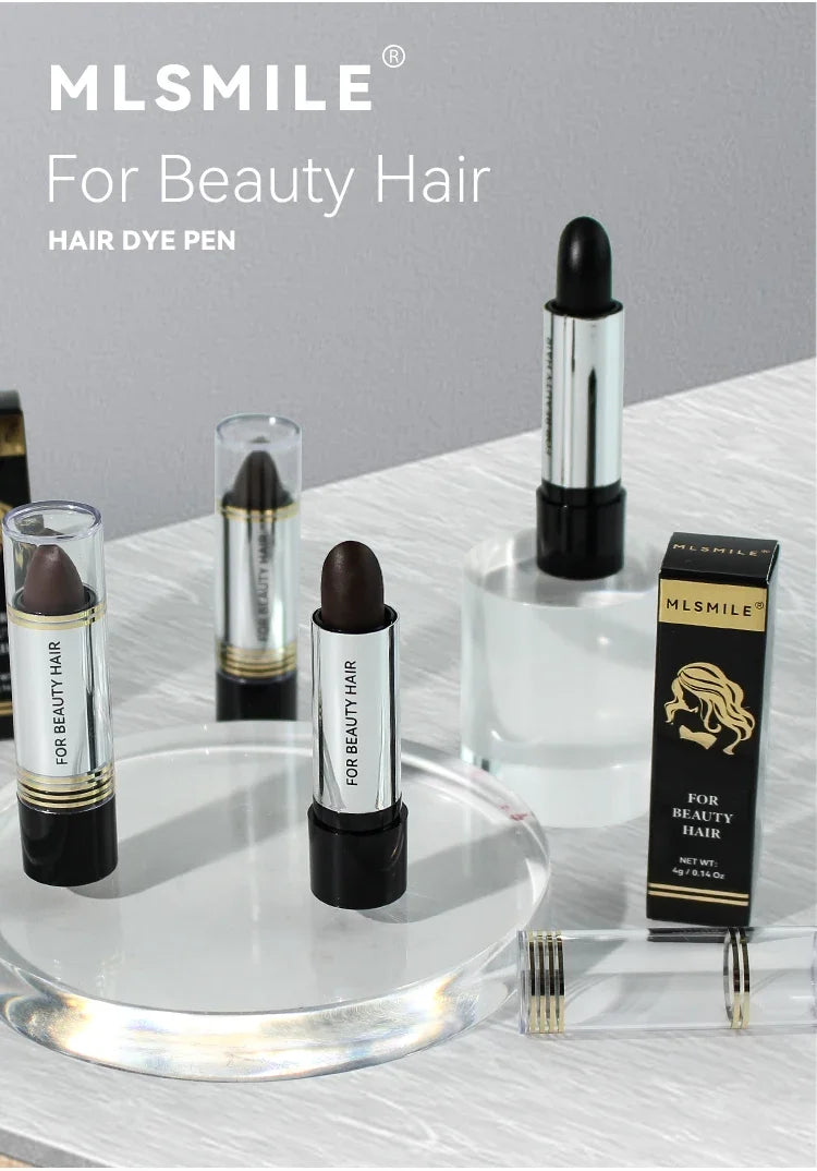 Disposable Temporary Hair Dye Pen To Cover White Hair Lipstick Style Hair Dye Black Temporary Hair Dye