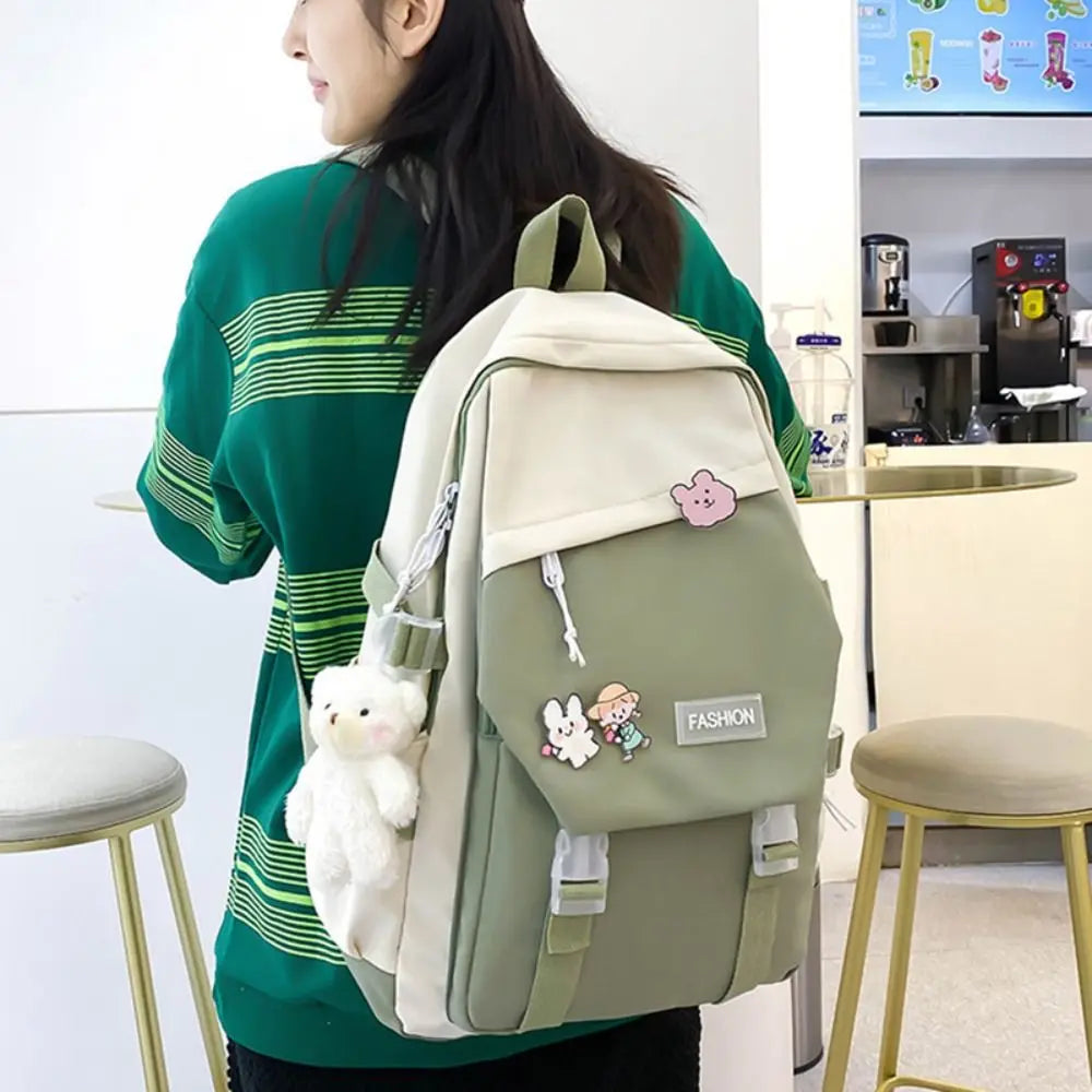 Nylon Book Bag Large Capacity Teenage College Backpack Fashion School Bag Cute Girls Boys Travel Backbag College Bag Waterproof
