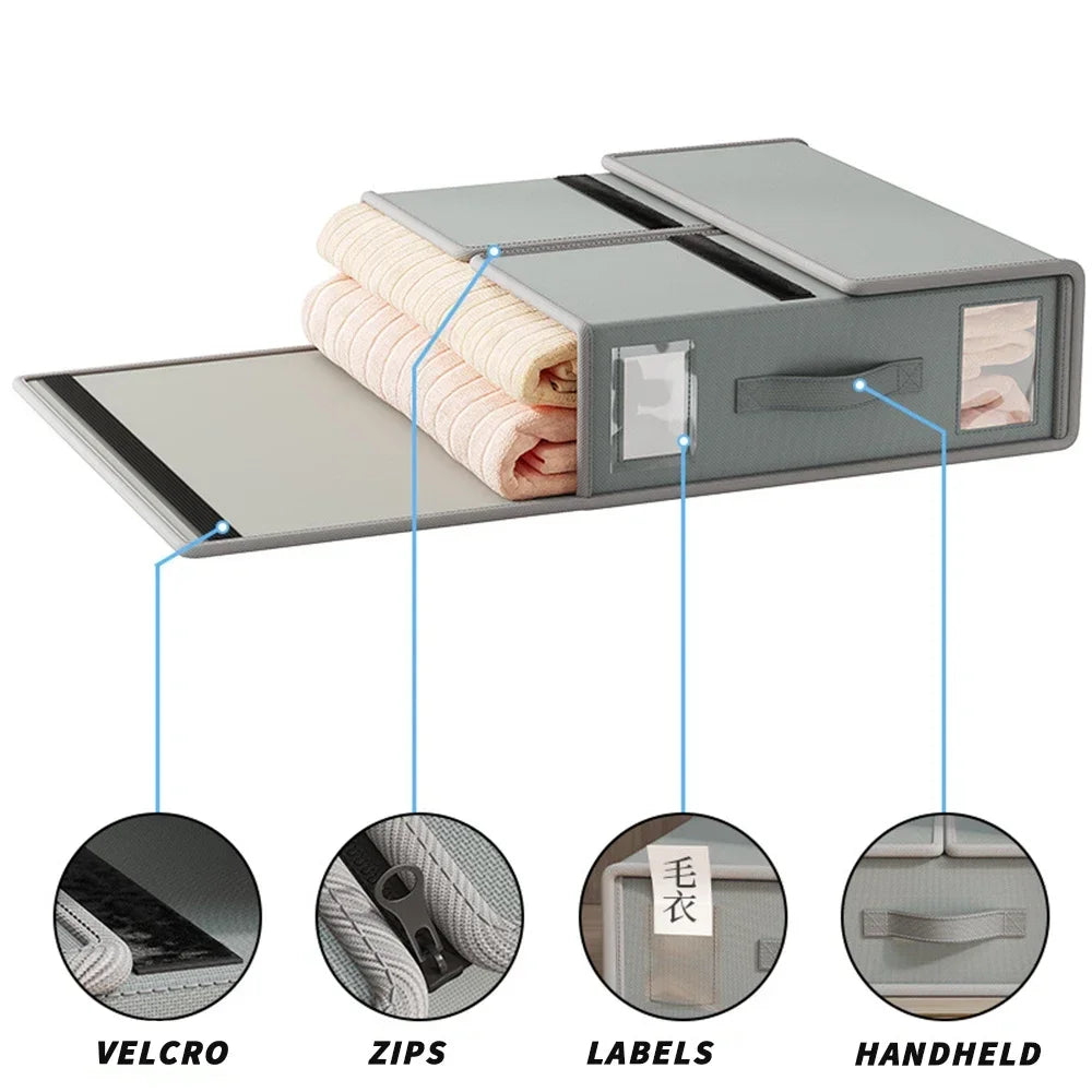 Creative Bed Sheet Storage Box Clothing Fabric Sheet 4-piece Organizer Wardrobe Blanket Quilt Cover Non-woven Storage Box