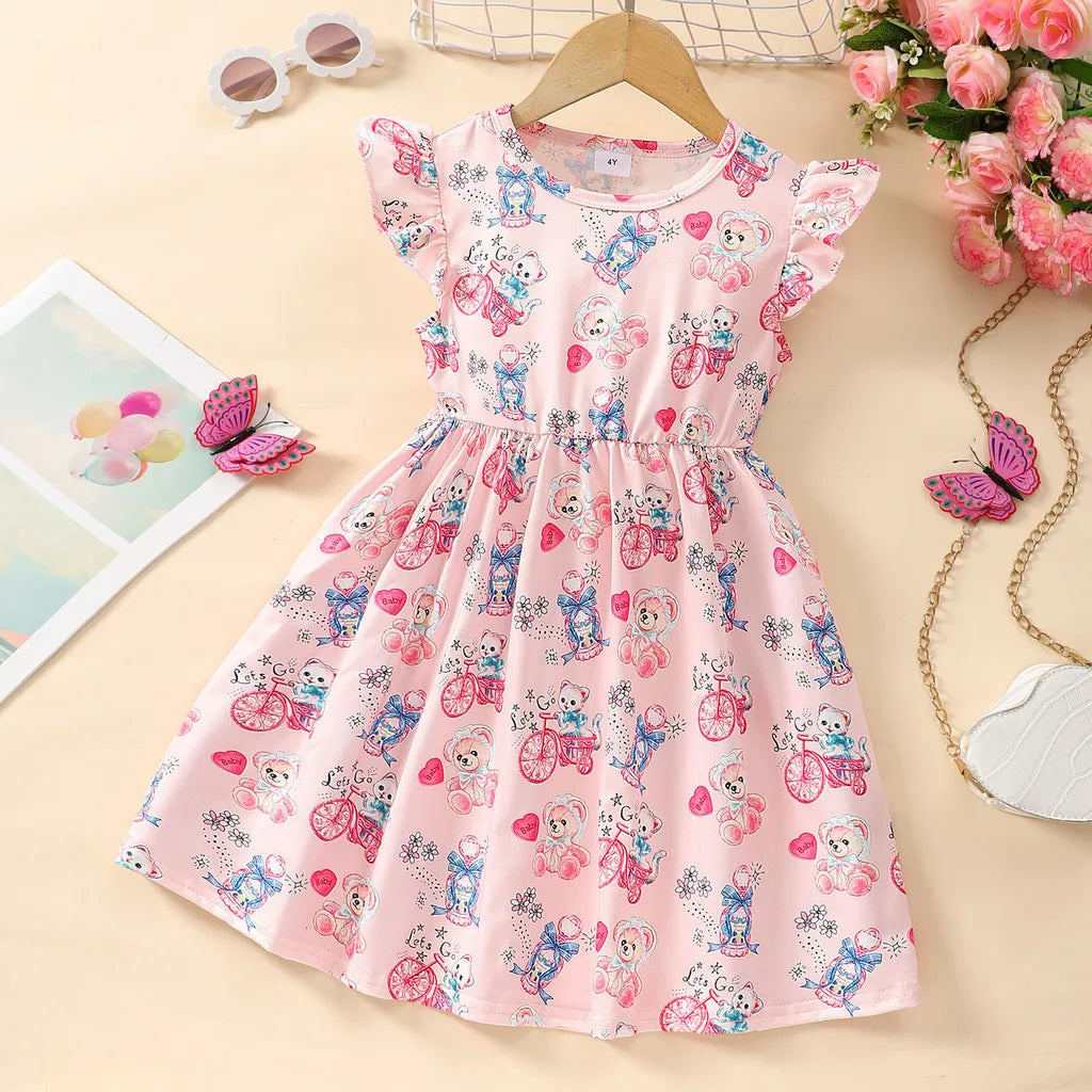 Graphic Dress Kids Girl Clothes Sleeveless 3 4 5 6 7 Y Summer Fashion Casual Super Cute Graphic Children Birthday Party Clothing