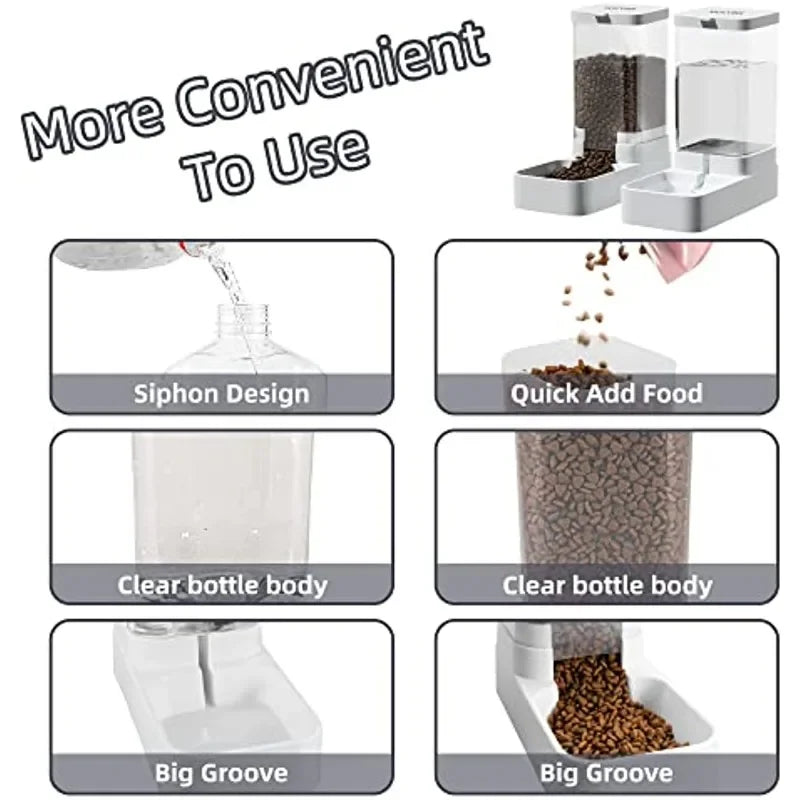 Pet Feeder and Waterer Suitable for Small and Medium Pets Dogs and Cats Gravity Plastic Feeder Water Container