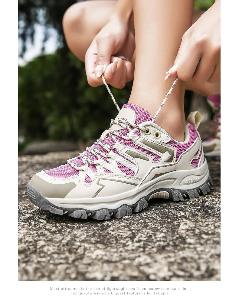 2023 Women Outdoor Casual Shoes Summer Breathable Mesh Hiking Sneakers Female Light Trekking Footwear Flat Fashion Climbing Work