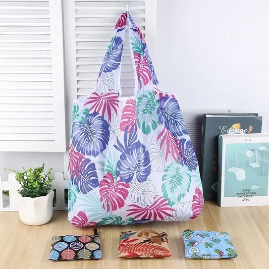 Foldable Shopper Bag Portable Eco Bag Large-Capacity Supermarket Shopping Tote Bags Women Shoulder Bag Household Products