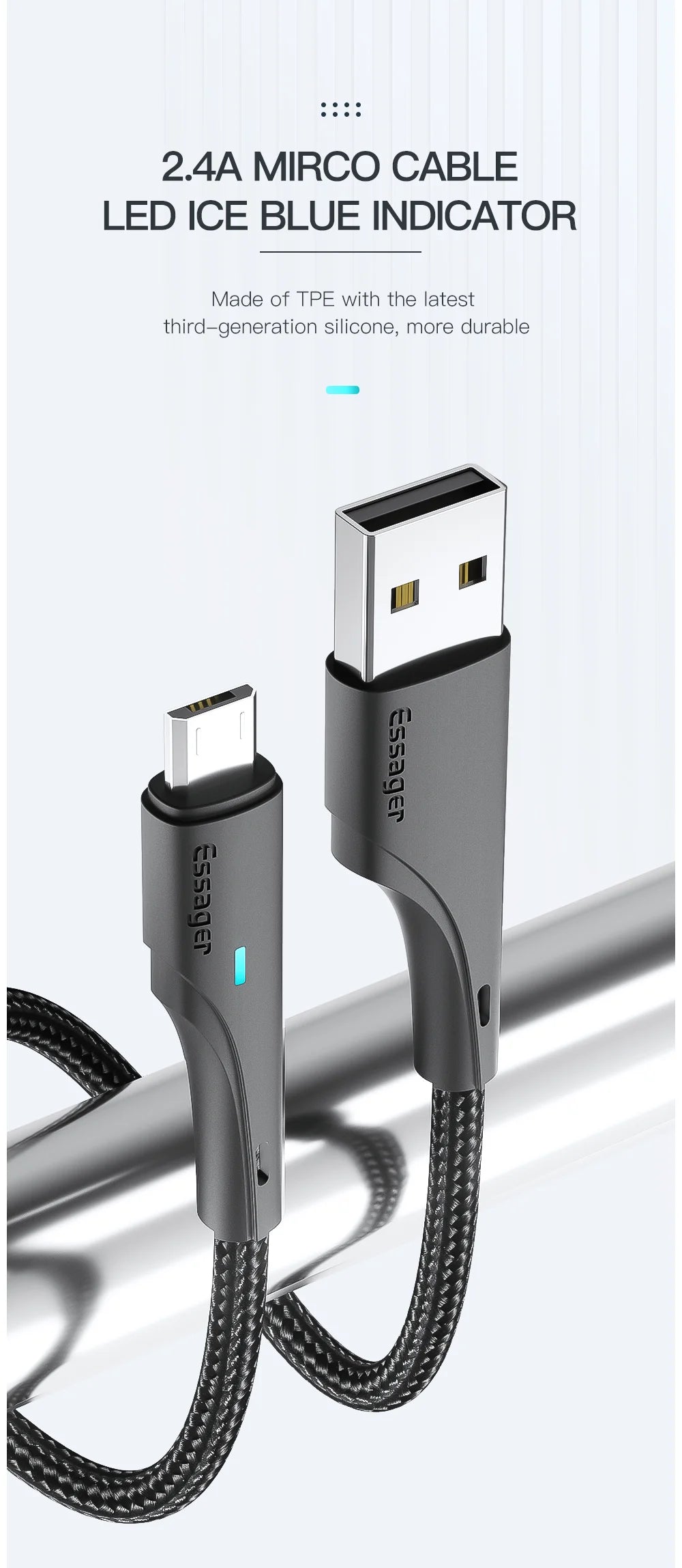 Essager Micro USB Cable Fast Charging Data Cable For Xiaomi Realme Redmi Note Samsung Mobile Phone Charger Cord Micro USB Wire