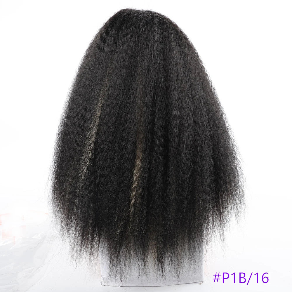 Long Puffy Kinky Curly Synthetic Wigs for Women Black Brown Color Synthetic Curly Hair Wigs Afro Kinky Curly Synthetic Hair Wigs