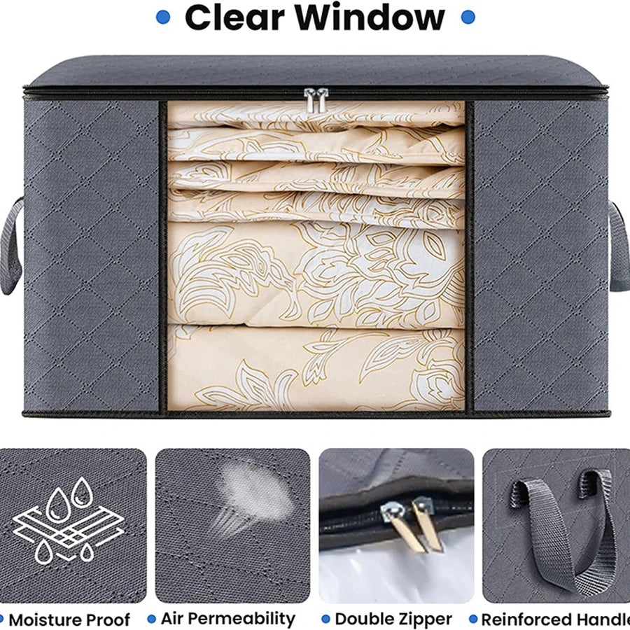 New fabric thickened non-woven fabric portable reinforced household foldable storage basket large capacity clothes quilt storage