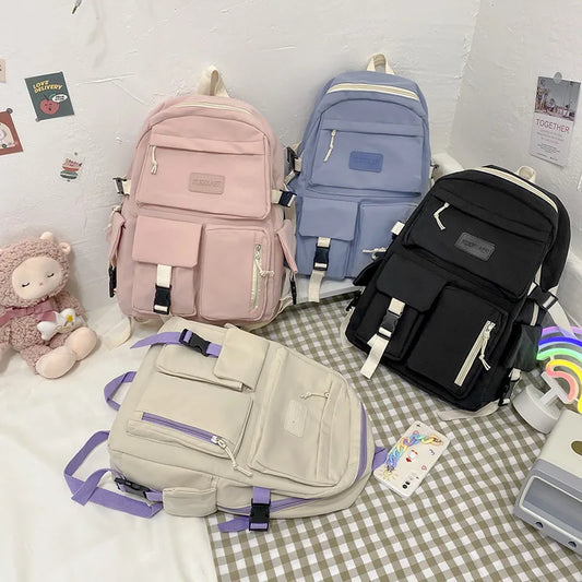 2023 New Fashion Large Capacity Junior High School Student Backpack Lightweight And Minimalist Travel Bag Canvas Backpack