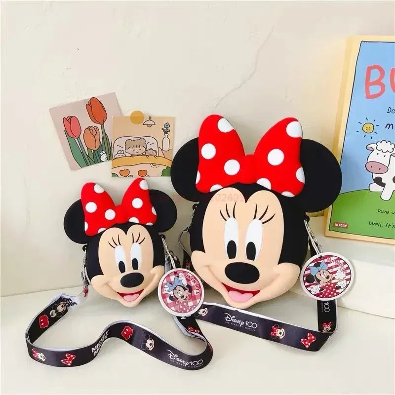 Original Disney Anime Kawaii Minnie Mickey Mouse Silicone One Shoulder Bag Leisure Fashion Zero Purse Birthday Gift For Girl
