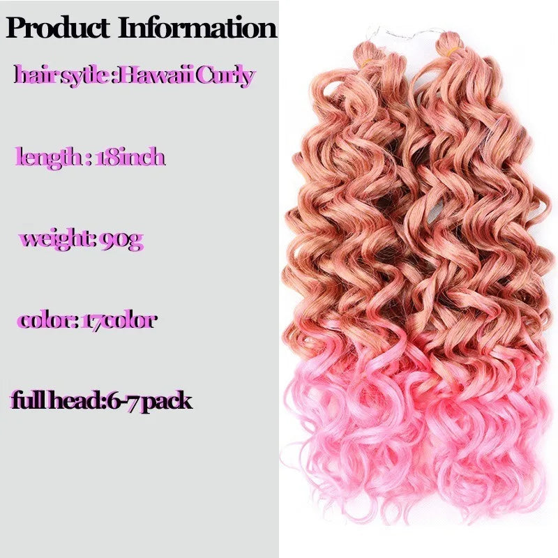 H&STAR Synthetic 18Inch Crochet Hair Ocean Wave Crochet Hair Water Wave  Braiding Hair Extensions Curly Hair for  Women