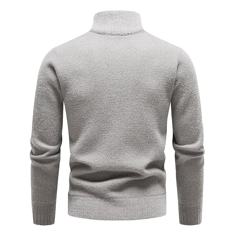 Winter New Men's Half Zipper Standing Neck Pullover Sweater High Quality Thicker Warm Men's Business Casual Knitwear Sweaters
